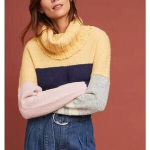 Anthropologie Child of the Universe Colorblock Turtleneck Sweater